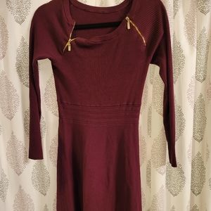 175. Ladies zip detail rib knit dress